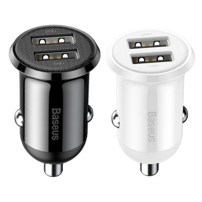 Baseus Grain Pro Car Charger 4.8A Dual USB Charger Fast Charging Adapter สำหรับ Samsung Xiaomi Phone Tablet