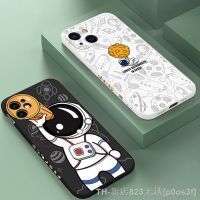 【LZ】™❐✇  Cute Astronaut Phone Case For iPhone 11 12 13 14 Pro MAX XS XR X 6 7 8 Plus Square Frame Pattern Cover Silicone Shockproof TPU