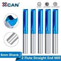 XCAN ตรง End Mill 6mm Shank Carbide Milling Cutter สําหรับไม้ PVC พลาสติก CNC แกะสลัก Router Bit Milling เครื่องมือ