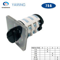 75A Cam Switch Silver Contact 0-3ตำแหน่ง3เสาระดับ Rotary Changeover Switches 12ขั้ว YMZ12-753