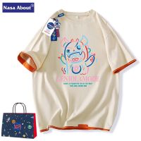 NASA ร่วมแขนสั้นเสื้อยืดผู้ชายฤดูร้อนใหม่แบรนด์อเมริกันย้อนยุคบางส่วนพิมพ์เสื้อยืดกีฬาที่เรียบง่าย