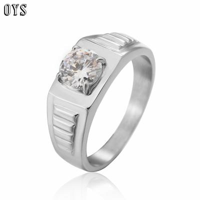 OYS เครื่องประดับผู้ชายแหวนเซอร์คอนเหลี่ยมเพชรเลียนแบบแหวนแต่งงานเครื่องประดับแฟชั่นเรียบง่าย