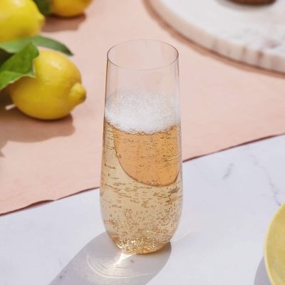Unbreakable Stemless Plastic Champagne Flutes for Parties Bars Nightclubs Unbreakable Crystal Clear Plastic Wine Glasses