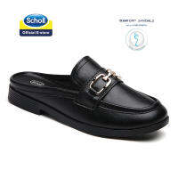 Scholl รองเท้าสกอลล์-เมล่า Mela Semi-slipper รองเท้ากึ่งรองเท้าแตะ Womens Shoe Mamiko Allison รองเท้าสุขภาพ นุ่มสบาย กระจายน้ำหนัก ผู้หญิง มอคคาซิน-BLACK