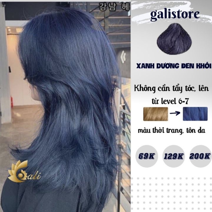 Thuốc nhuộm tóc xanh dương đen khói là sự lựa chọn táo bạo và ấn tượng cho những ai muốn thể hiện phong cách cá tính. Hãy xem ngay ảnh liên quan để nhận thêm cảm hứng cho phong cách tóc của bạn.
