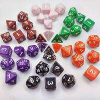 INSIGNIA 7Pcs/set 7-Die ลูกเต๋า DND D4 D6 D8 D10 D12 D20 เกมตาราง ลูกเต๋าเกม หลายเหลี่ยมเพชรพลอย อะคริลิค ลูกเต๋าหลายด้าน TRPG DND