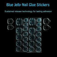 10 Sheets x 24pcs Double Side Blue Jelly Nail Glue Adhesive Waterproof New Tech Press On Tape Stickers Manicure Fingernails Tips Adhesives Tape