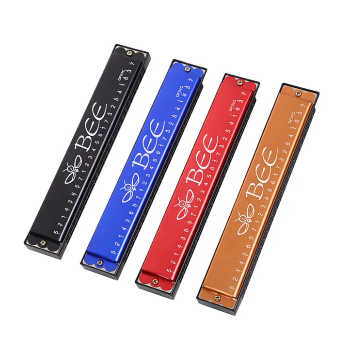 Kèn Harmonica BLUES 24 Lỗ Phím Kim Loại Của Đàn Organ Miệng C Ống Hút Dễ Thổi Cho Nhạc Cụ Người Mới Bắt Đầu Màu ĐenXanh DươngVàng KimĐỏ