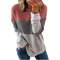 Women Casual Long Sleeve Striped Print Loose T Shirt Elegant Color Block Oversized Tops 2021 New Tie Dye Pullovers