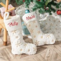 Christmas Stocking Personalized Name Christmas Tree Pendants Stocking Custom Embroidered Name Childrens Gift Bags Candy Bag Socks Tights