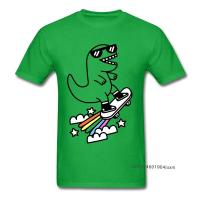 T Shirt Skater T-Rex T-Shirt Men Hip Hop Tshirt 2019 Green Tops 100% Cotton Streetwear Skateboard Tee Youth Anime Clothes Custom