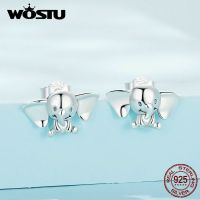 WOSTU 925เงินสเตอร์ลิง100% ต่างหูรูปช้างตัดรูปสัตว์ตุ้มหูสำหรับผู้หญิงเครื่องประดับสตรีคุณภาพดีวันเกิดปาร์ตี้ของขวัญประจำวัน