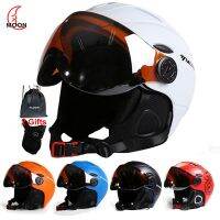 MOON Professional Half-covered Ski Helmet Integrally-molded Sports man women snow Skiing Snowboard Helmets with Goggles cover