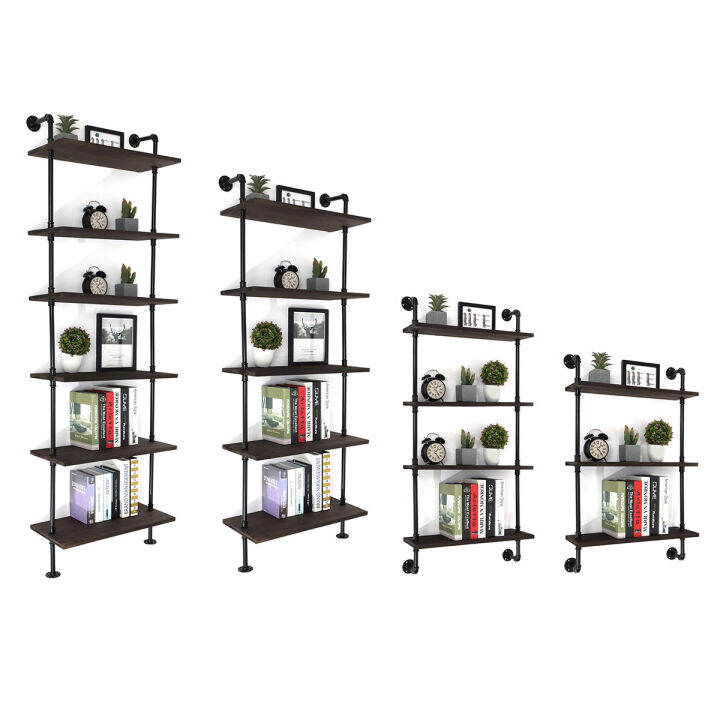 3/5Layers Open Storage Rack Shelving Organization Rustic Wood Ladder