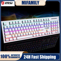 ~ Msi คีย์บอร์ดเล่นเกม Gk50Z Rgb Led Backlit แบบใช้สายพร้อมสวิทช์สีฟ้าสําหรับ Windows Gaming 104 Keys สีขาว