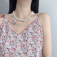 [COD] Court style fashion design sense multi-layer pearl necklace retro net red temperament clavicle chain ins personality