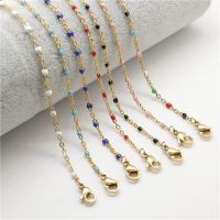 304 Stainless Steel Enamel Necklace Gold Color Link Cable Chains Necklace Collar For Women Jewelry Gifts 45.5cm Long  1 Piece Headbands