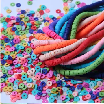 About 400pcs Multicoloured with Glitter Flat Round Handmade Polymer Clay  Beads
