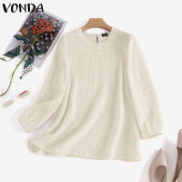 VONDA เสื้อแขนยาวผู้หญิงแฟชั่นคอกลมเสื้อเสื้อเชิ้ตพลัสไซส์ลำลองหรูหรา (ลำลองเกาหลี) #2