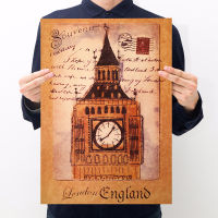 【F018】 New Building Big Ben Poster Kraft Paper Retro Poster Bar Cafe Wall Decoration Painting