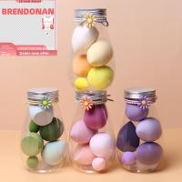 BRENDONAN 6pcs พร้อมกล่องใส่ ฟองน้ำสำหรับแต่งหน้า สีลูกอมสี ใช้ได้ทั้งแบบแห้งและเปียก ฟองน้ำเสริมความงาม สะอาดสะอาด นุ่มมากๆ แป้งทาหน้า สำหรับผู้หญิง