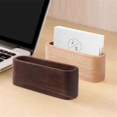 【CW】2023 1 Pcs Business Card Holder&amp;Note Holder Display Device Card Stand Holder Wooden Desk Organizer Office Accessories 11x3x4cm