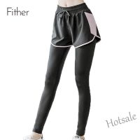 【hot sale】☞❇♙ C04 Fit.HER Fake two-piece sports pants womens running training fitness pants slim and fast dry outdoor yoga pants with pocket bottom