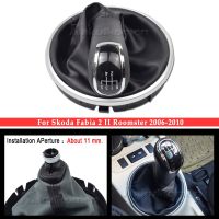 High Quality 5 Speed Leather Car Manual Gear Shift Knob Gaitor Frame Boot For Skoda Fabia 2 2007 -2010 Roomster 2006-2010