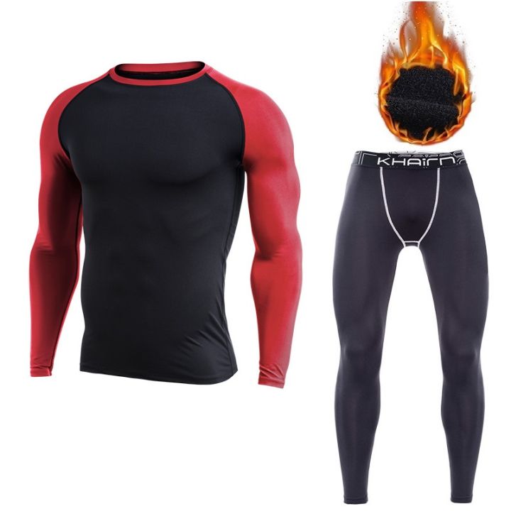 20212019 new arrival thermal underwear for men long sleeve thermo fleece undershirt and underpants tight tranning sets