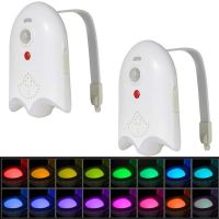 USB LED ชาร์จห้องน้ำไฟกลางคืน RGB 16สี PIR Motion Sensor WC แสงไฟโคมไฟกันน้ำสำหรับตกแต่งห้องน้ำกลางคืน