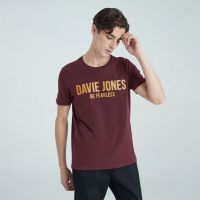 DSL001 เสื้อยืดผู้ชาย DAVIE JONES เสื้อยืดพิมพ์ลายโลโก้ สีแดง สีเหลือง สีส้ม สีน้ำตาล สีเขียว Logo Print T-Shirt LG0032MA 36YE OR BR GR เสื้อผู้ชายเท่ๆ เสื้อผู้ชายวัยรุ่น