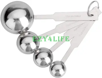 4pcs Silver Measuring Spoons Set, Heavy Duty Tablespoon Measure Spoon Stainless Steel Measuring Spoons for Cooking Baking(Silver)