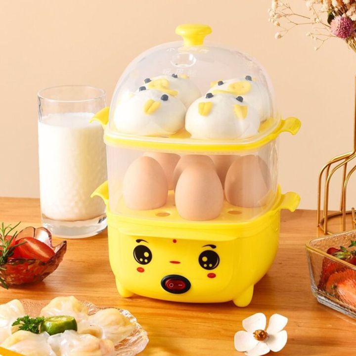  Egg Cooker,Egg Steamer,Double Layer Household Timed