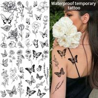 【hot】☂▽▨  Temporary Stickers Moth Flowers Flash Fake Tattoos Neck Hand Chest Kids