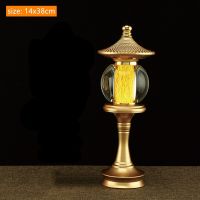 1pcs LED Crystal Lotus Lamp Buddha Hall Colorful Changming Lamp Home God Wealth Worship Lamp Holder Buddhist Decoration Supplies