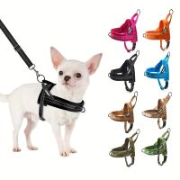 Soft Padded Dog Harness  Adjustable Reflective Padded Dog Vest Reflective No-Choke Pet Vest Harness Leash Set Leashes