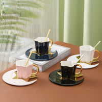 180ml Star Moon Ceramic Coffee Cup And Saucer With Spoon Golden Handle Mug Afternoon Tea Cup Water Mug Ceramic Plate Set