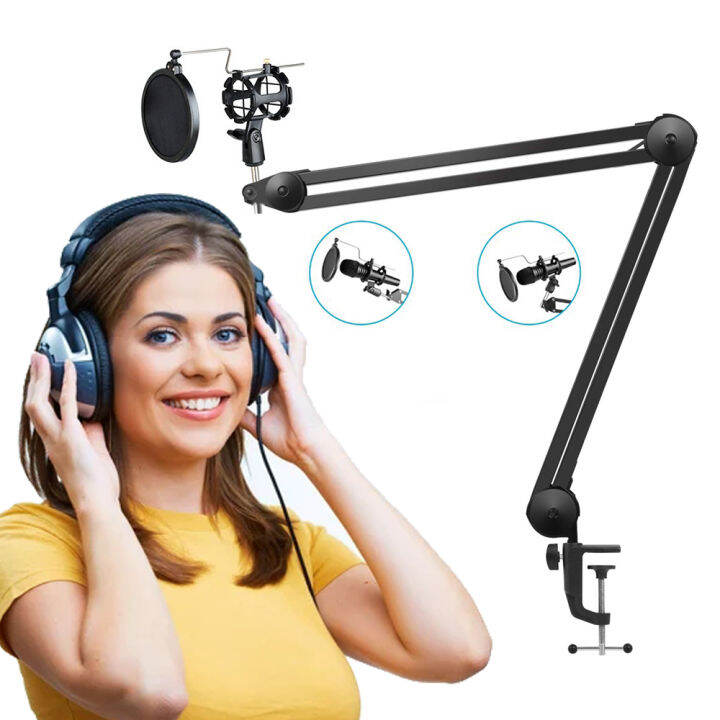 Microphone Stand With Filter And Shock Mount Pantograph For Bracket