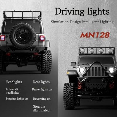 1:12รถปีนเขา MN128 Wranglers รีโมทคอนลรถผู้ใหญ่ Professional 2.4G 4WD ปีนเขา Buggy Led Light Rc ของเล่นรถของขวัญ