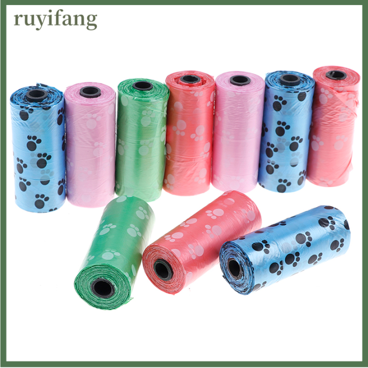 ruyifang-10x-rolls-pet-dog-puppy-cat-poo-poop-ขยะทิ้งถุงทำความสะอาด