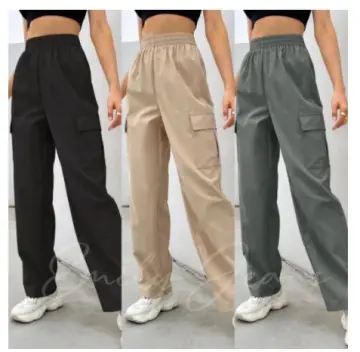 New High waist Cargo Jogger Pants with two side pockets for women plain trouser  pants