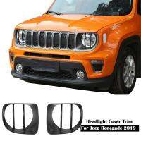 Black Front Light Headlight Lamp Trim Cover Decor for Jeep Renegade 2019+ 1 Pair