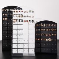 2Size Plastic Earrings Ear Stud Display Rack Screen Earring Jewelry Display Stand Holder Storage Box Black White Shelf Showcase