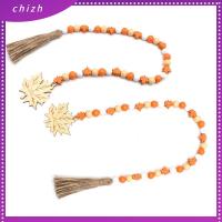 CHIZH 1/2pcs สีส้มสีส้ม พวงมาลัยตกแต่งลูกปัดไม้ 39.4นิ้วค่ะ ไม้สำหรับไม้ สายลูกปัดไม้ทอมือ ดูดีมีสไตล์ พู่เชือกป่าน เทศกาลเทศกาลต่างๆ