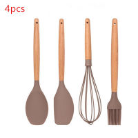 Silicone Kitchen Utensils Gadgets Wood handle Cooking Tools Kitchenware Set Spatula Shovel Spoon Home With Storage Box