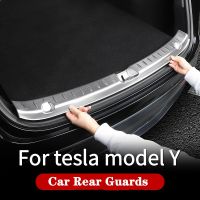 ✺㍿◘ Car Trunk Sill Guards for Tesla Model Y 2022 Auto Rear Bumper Guards Protector Anti-scratch Cover Model Y 2023 Car Accessories