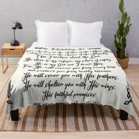 Ready Stock Psalm 91  Christian Inspirational Bible Verse Decorative Handwriting Throw Blanket For Sofa Thin Hair Blanket manga sofa bed