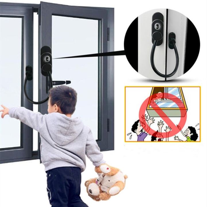 มีตัวล็อกหน้าต่างคู่สำหรับประตูและหน้าต่างเพื่อป้องกันเด็กจากอันตรายล็อกหน้าต่างอุปกรณ์ล็อคตู้