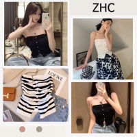 ZHC เสื้อเกาะอกเรียบหรู เสื้อแฟชั่นผญ