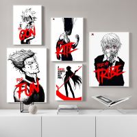 Anime Hunter X Hunter Wall Art ที่มี Killua Zoldyck, Kurapika, Gon Freecss,ภาพวาดผ้าใบ Hisoka เหมาะสำหรับตกแต่งบ้านและคนรักอะนิเมะ